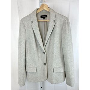 TALBOTS Two Button Blazer Jacket Cotton Blend Check Light Gray Size 14